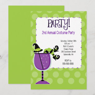 Witch in Cocktail Adult Costume Party Invitation