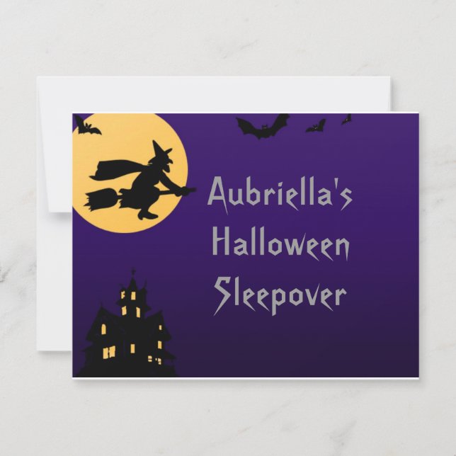 "Witch In Flight at Midnight" - (Personalized Slee Invitation (Front)