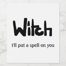 Witch in hand-lettered black ink saying