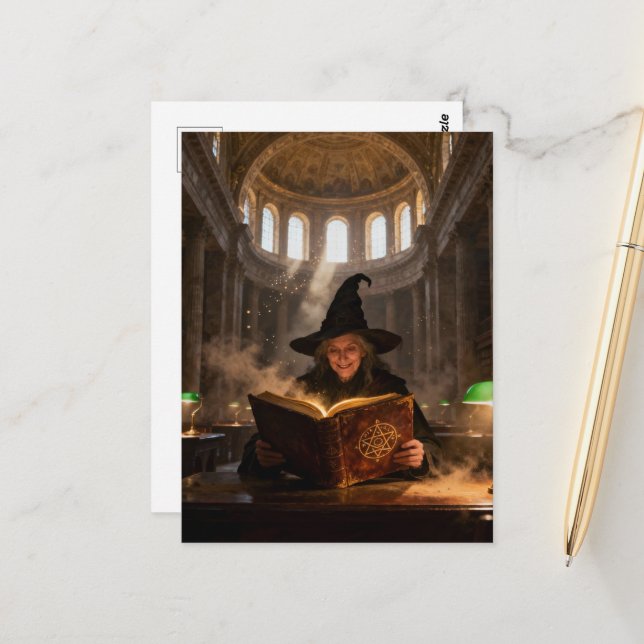 Witch in the Library  Postcard (Front/Back In Situ)