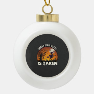 Witch Is Taken Broom Tree Graveyard Halloween_1 Ceramic Ball Christmas Ornament