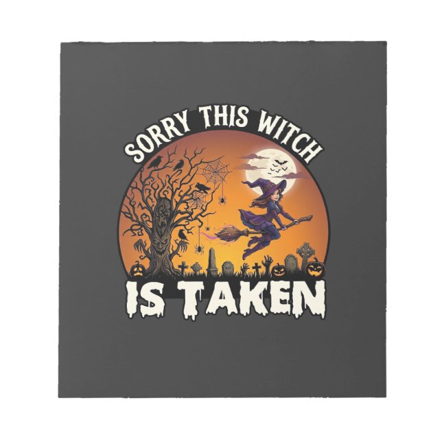Witch Is Taken Broom Tree Graveyard Halloween_1 Notepad (Front)
