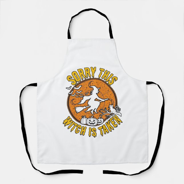 Witch Is Taken Halloween Pumpkins Cat_1 Apron (Front)