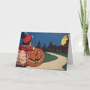 Witch Jack O Lantern Full Moon Pumpkin Carving Card
