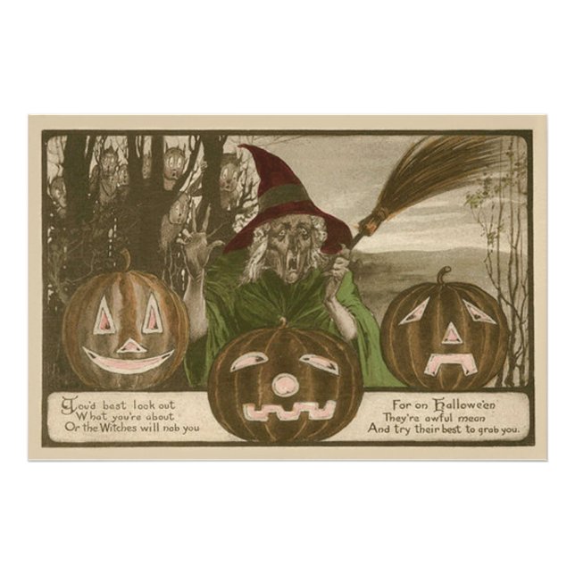 Witch Jack O' Lantern Pumpkin Goblin Photo Print (Front)