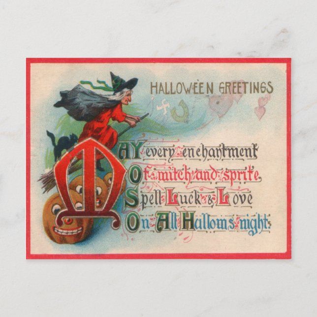 Witch Jack O Lantern Pumpkin Postcard (Front)