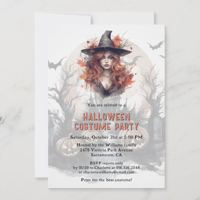 Witch Jack-O-Lanterns Halloween Costume Party Invitation (Front)