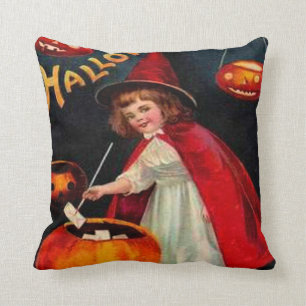 Witch & Jack O' Lanterns Throw Pillow