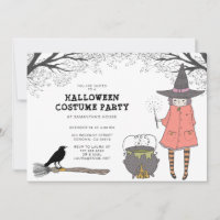 Witch Kid's Halloween Costume Party Invitation