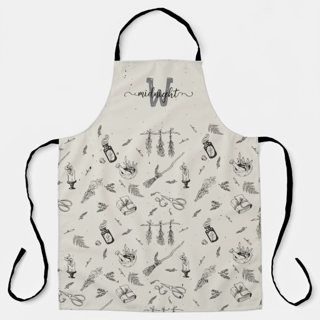 Witch Kitchen Herbs Grimoire All-Over Print Apron (Front)