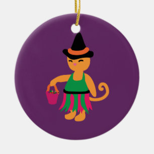 Witch Kitty Ceramic Ornament