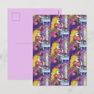 WITCH LIPSTICK, PERFUME & NAIL POLISH, FUNNY CUTE HOLIDAY POSTCARD