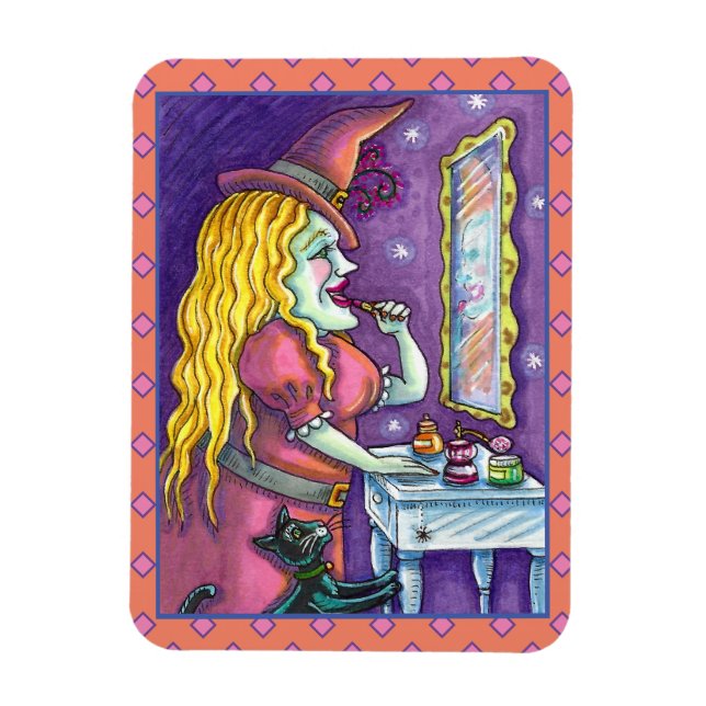 WITCH LIPSTICK, PERFUME & NAIL POLISH, FUNNY CUTE MAGNET (Vertical)