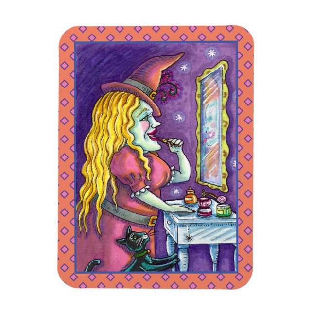 WITCH LIPSTICK, PERFUME & NAIL POLISH, FUNNY CUTE MAGNET (Vertical)