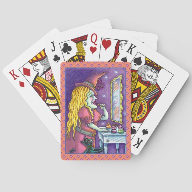 WITCH LIPSTICK, PERFUME & NAIL POLISH, FUNNY CUTE PLAYING CARDS (Back)