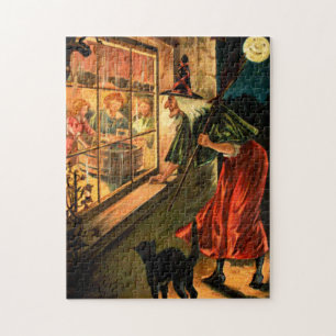 Witch Looking Through Window Jigsaw Puzzle