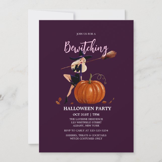 Witch Magic Gouache Halloween Costume Party Invitation (Front)