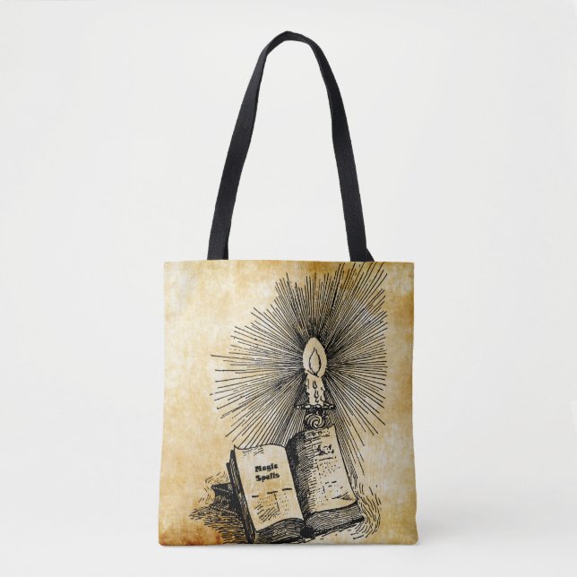 witch Magic Spells Book Candle Witchcraft art Tote Bag (Front)