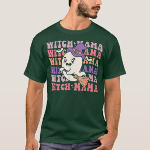 Witch Mama Spooky Season Halloween Groovy Retro Fu T-Shirt