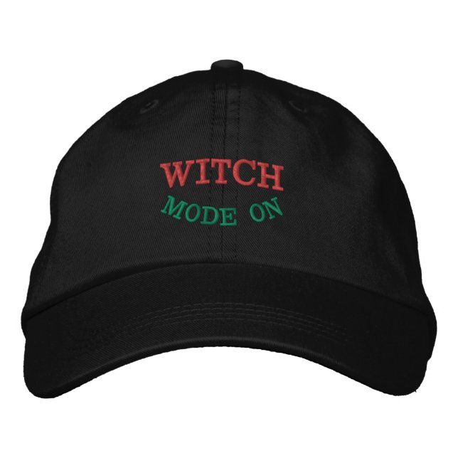 WITCH MODE ON Custom Text Premium Quality-Hat Bold Embroidered Hat (Front)