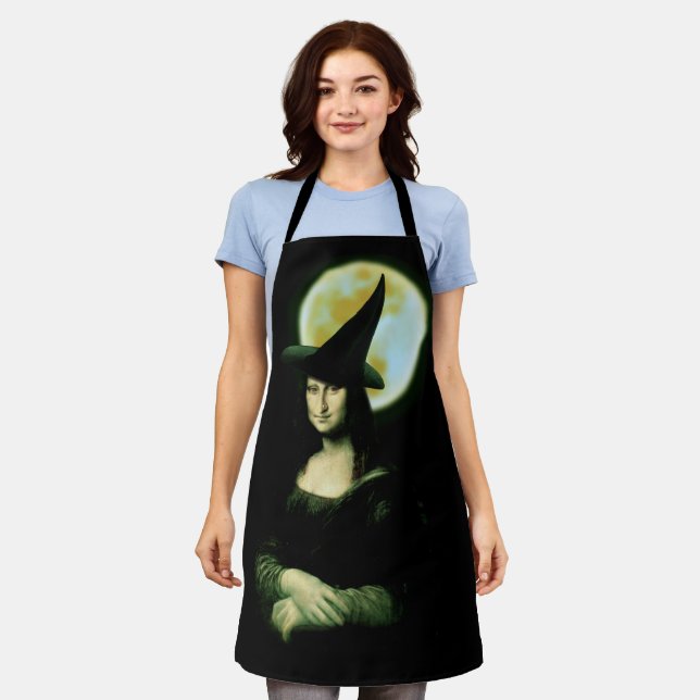 Witch Mona Lisa Halloween Full Moon Apron (Worn)