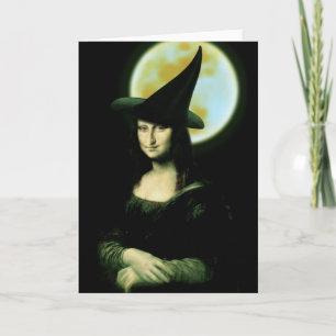 Witch Mona Lisa Halloween Full Moon Card