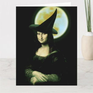 Witch Mona Lisa Halloween Full Moon Card