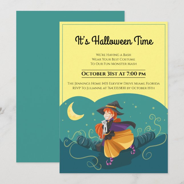 Witch Monster Mash Halloween Party Invitation (Front/Back)