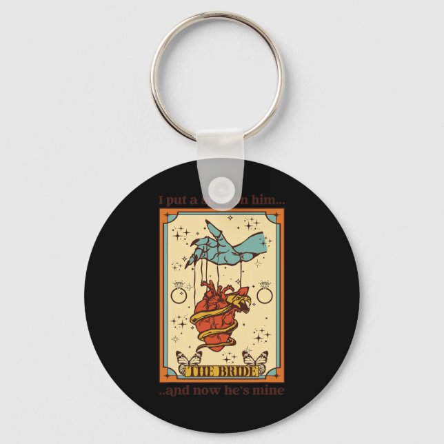 Witch Mystical Funny Bride And Groom I Put A Spell Keychain (Front)