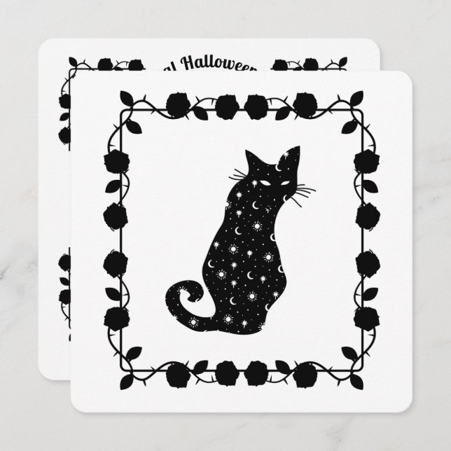 Witch n'Willow Cat Halloween Party Invitation (Devant / Derrière)