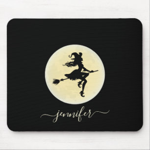 Witch on a broom personalized mouse pad