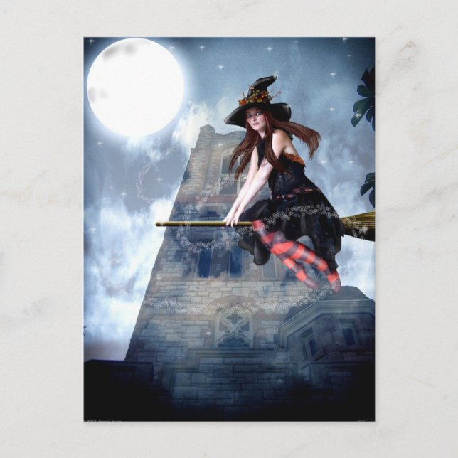 Witch on a Broom (Postcard) Postcard (Front)