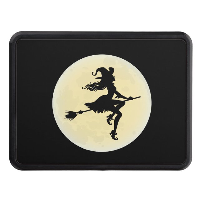 Witch on a broom trailer hitch cover (Front)