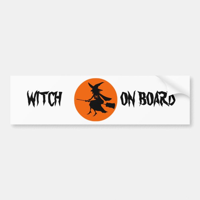 WITCH ON BOARD BUMPER STICKER (Front)