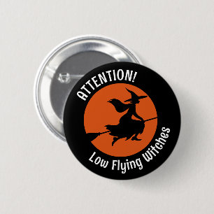 Witch on Broom 2 Inch Round Button