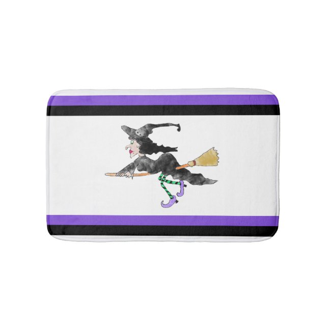 Witch On Broom Bath Mat (Front)