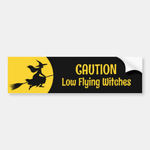 Witch on Broom Bumper Sticker