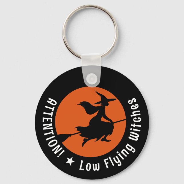 Witch on Broom Keychain (Front)