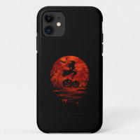 WITCH ON BROOM RED MOON