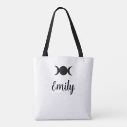 witch on broom & triple moon customizable Tote Bag