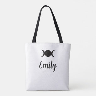 witch on broom & triple moon customizable Tote Bag