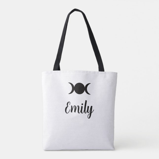 witch on broom & triple moon customizable Tote Bag (Back)