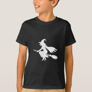 Witch On Broomstick Halloween Subtle Minimal Funny T-Shirt