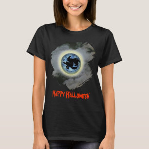 Witch On Full Moon Funny Halloween  T-Shirt