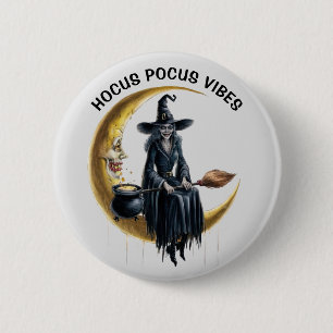 Witch on the Moon 2 Inch Round Button