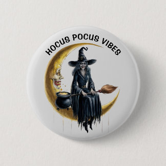 Witch on the Moon 2 Inch Round Button
