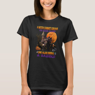 Witch On Wine She Also Needs A Basenji Dog Hallowe T-Shirt