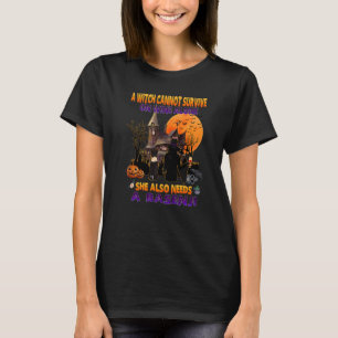 Witch On Wine She Also Needs A Basenji Dog Hallowe T-Shirt