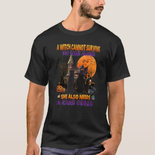 Witch On Wine She Needs A Cane Corso Dog Halloween T-Shirt