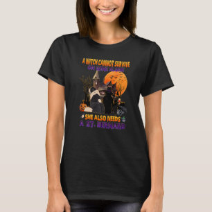 Witch On Wine She Needs A St Bernard Dog Halloween T-Shirt